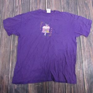 College Ware T-Shirt Mens XL Purple Vintage Birdhouse Embroidered Cotton Tee